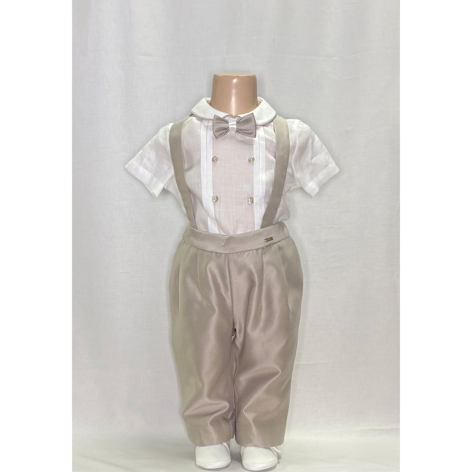 OFF WHITE ONZIE SHIRT & BEIGE PANT WITH SUSPENDERS / C3230/BE/BY-25