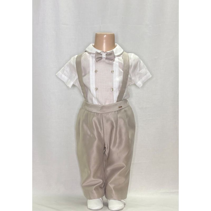 OFF WHITE ONZIE SHIRT & BEIGE PANT WITH SUSPENDERS / C3230/BE/BY-25