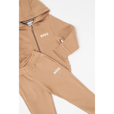 BROWN HOODED TRACKSUIT SET WHT LOGO / J51136-239-0