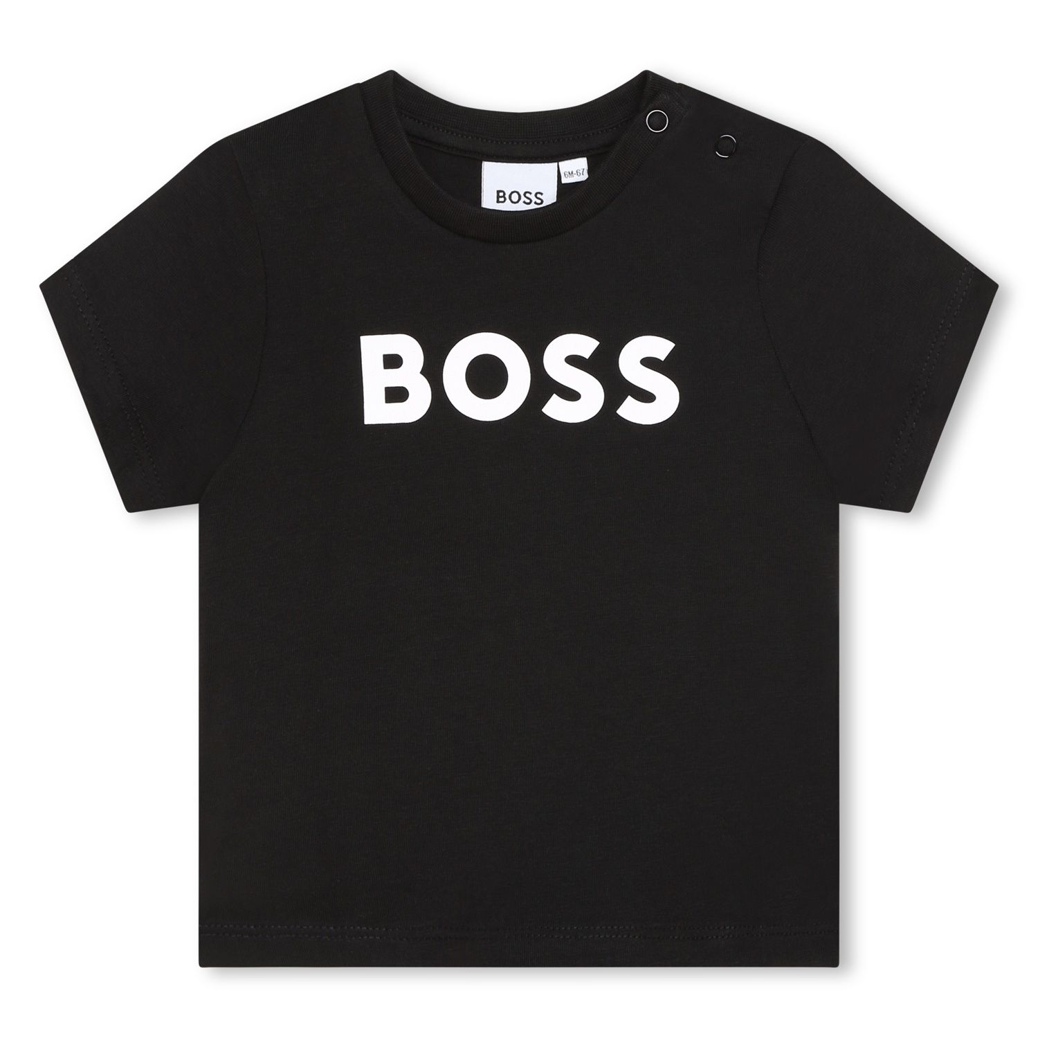 BLACK TSHIRT SHORT SLEEVE WHITE BOSS LOGO / J05P12-09B-0