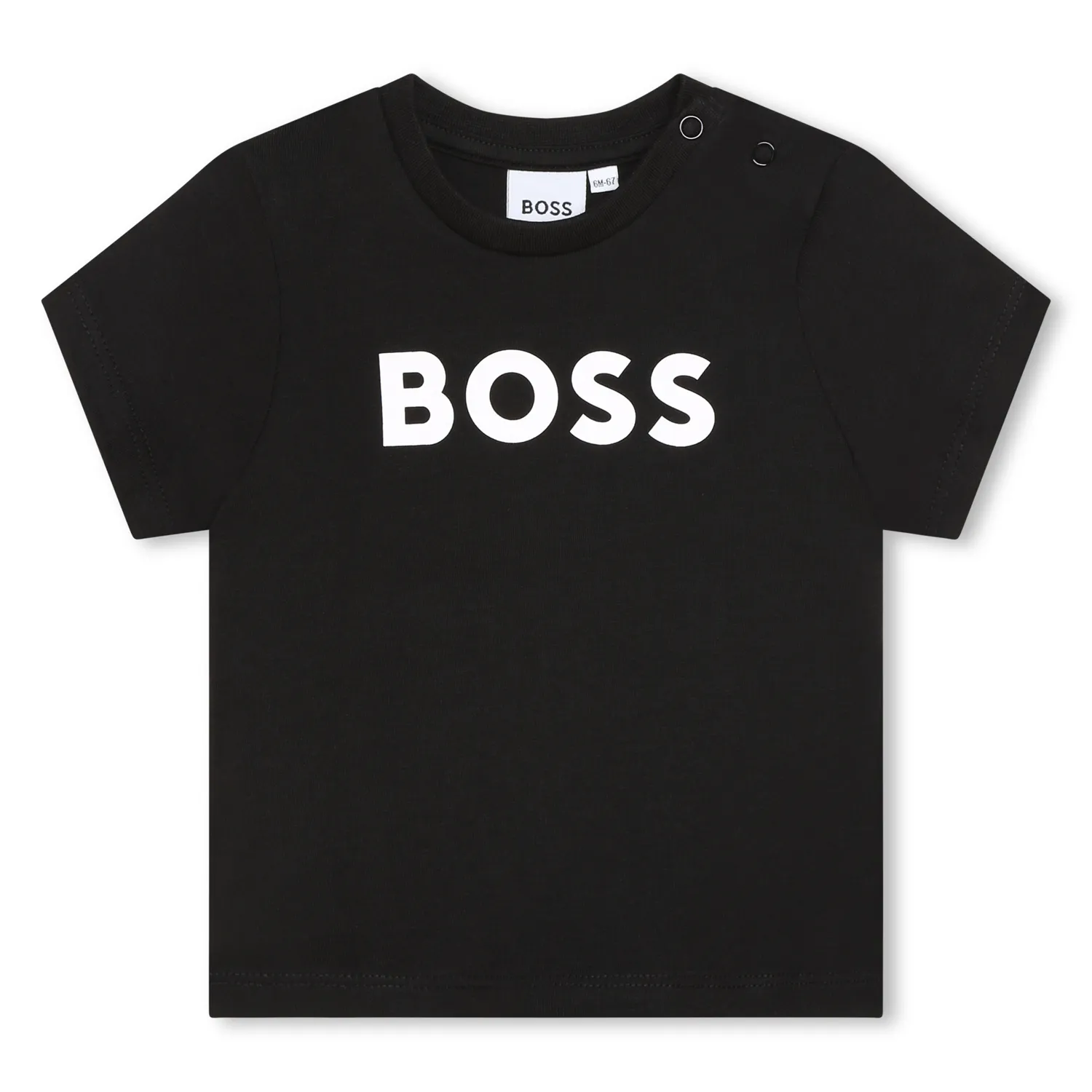 BLACK TSHIRT SHORT SLEEVE WHITE BOSS LOGO / J05P12-09B-0