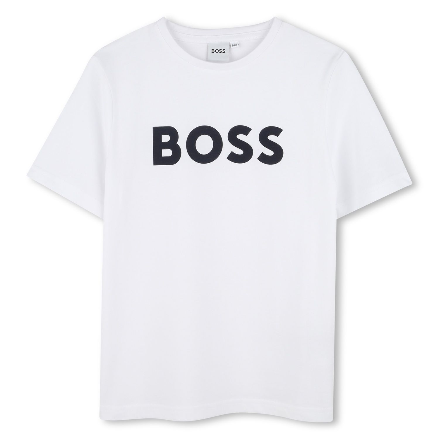 WHITE TSHIRT SHORT SLEEVE BLACK LARGE BOSS LOGO / J51620-10P-0