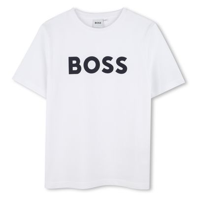 WHITE TSHIRT SHORT SLEEVE BLACK LARGE BOSS LOGO / J51620-10P-0