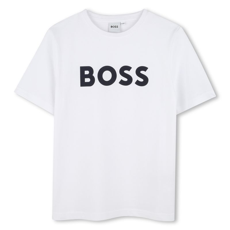 WHITE TSHIRT SHORT SLEEVE BLACK LARGE BOSS LOGO / J51620-10P-0