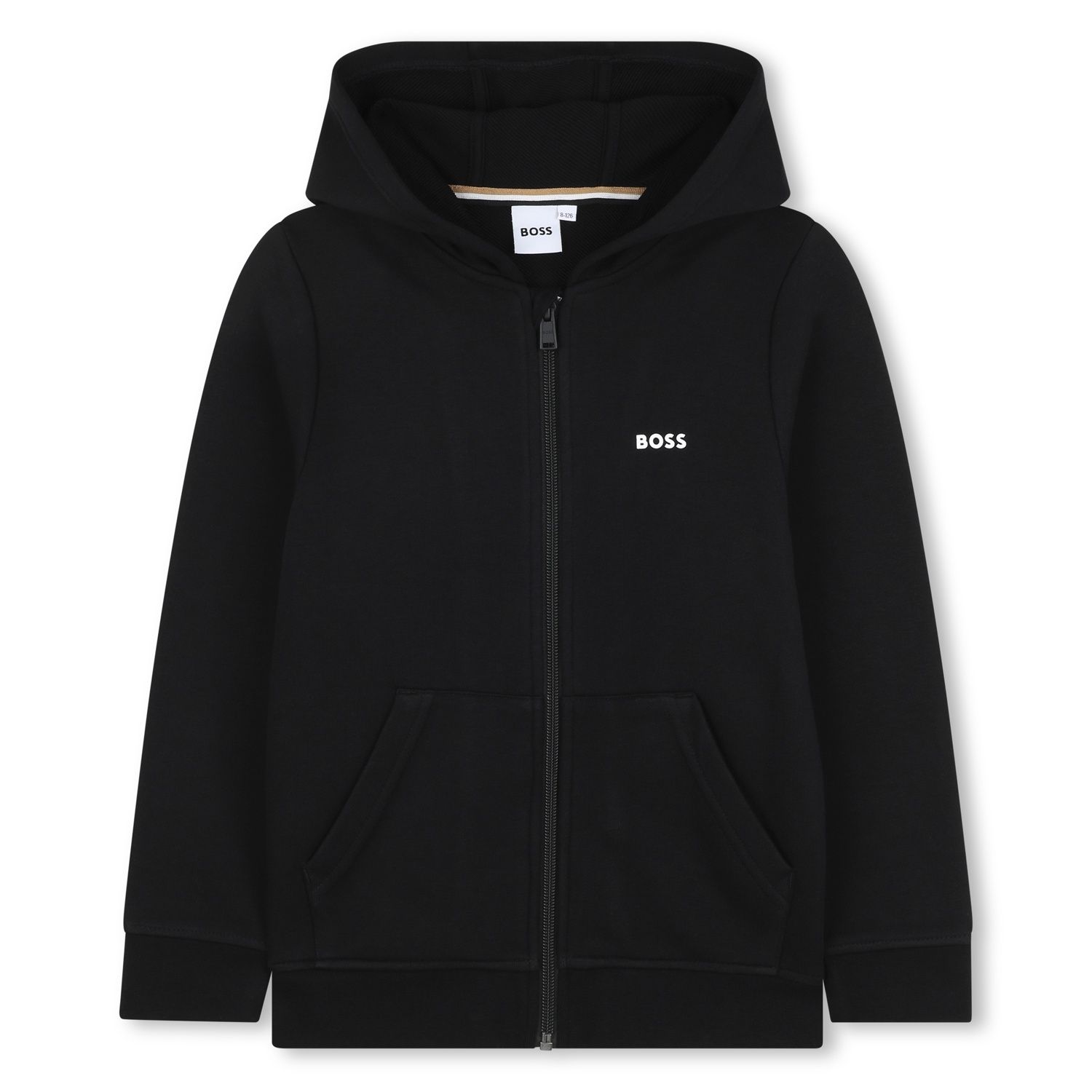 BLACK ZIP HOODED SWEAT TOP / J51958-09B-0