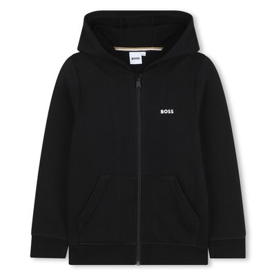 BLACK ZIP HOODED SWEAT TOP / J51958-09B-0
