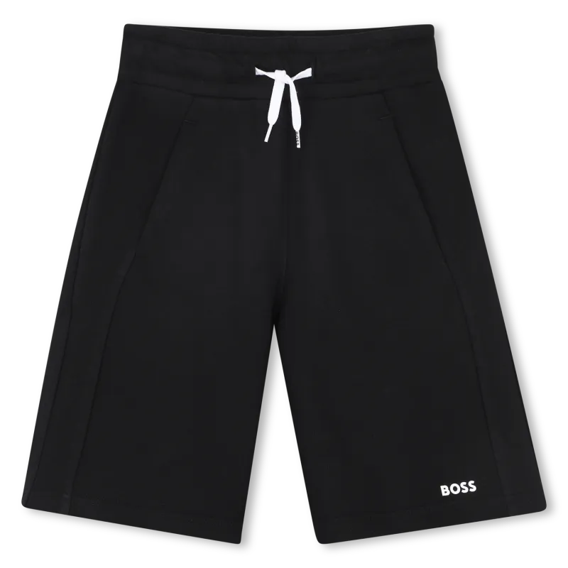 BLACK SWEAT SHORTS WHITE LOGO / J51993-09B-0