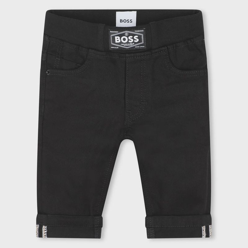 BLACK DENIM JEAN REGULAR FIT ELASTIC WAIST STRETCH / 51266-09B-0