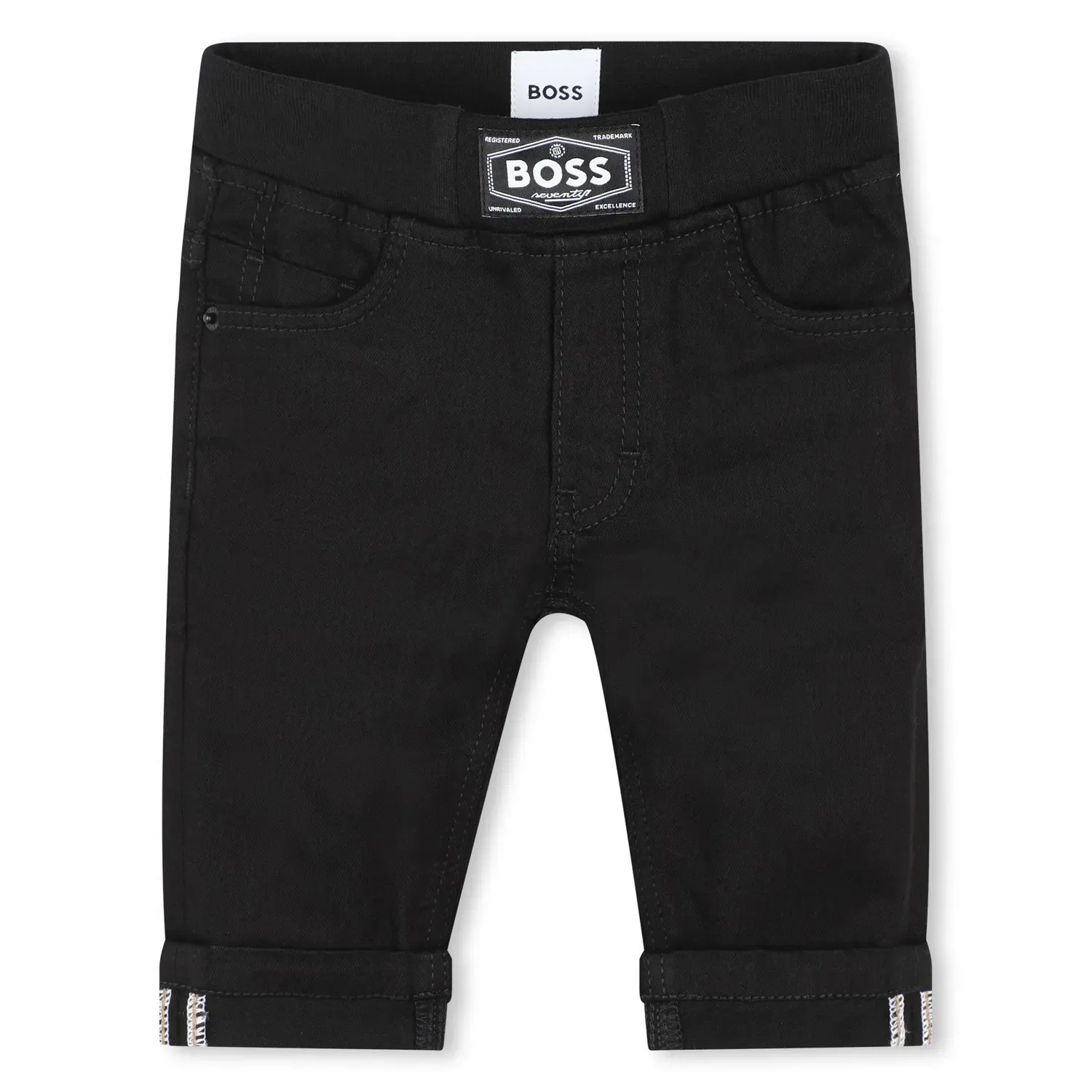 BLACK DENIM JEAN REGULAR FIT ELASTIC WAIST STRETCH / 51266-09B-0