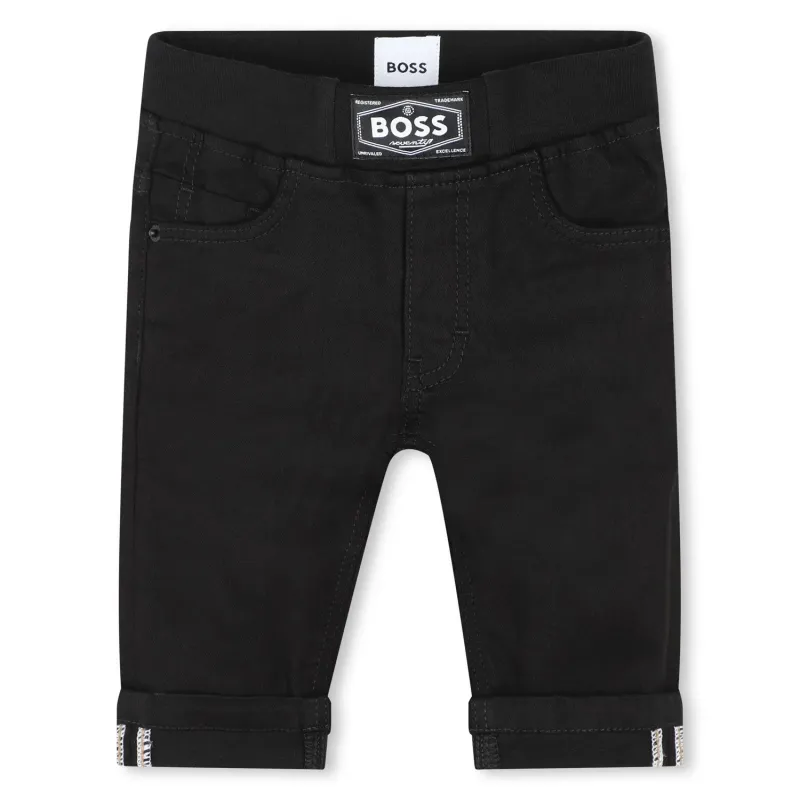 BLACK DENIM JEAN REGULAR FIT ELASTIC WAIST STRETCH / 51266-09B-0