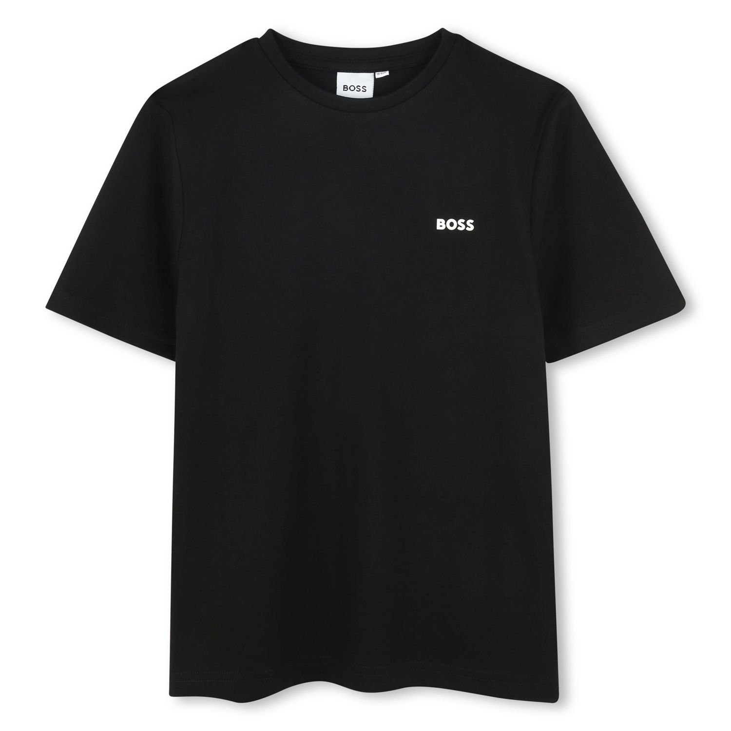 BLACK TSHIRT SMALL BOSS LOGO SHORT SLEEVE / J51619-09B-0 BLACK TSHIRT SMALL BOSS LOGO SHORT SLEEVE / J51619-09B-0
