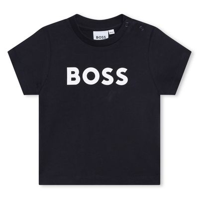 NAVY TSHIRT SHORT SLEEVE WHITE BOSS LOGO / J05P12-849-0