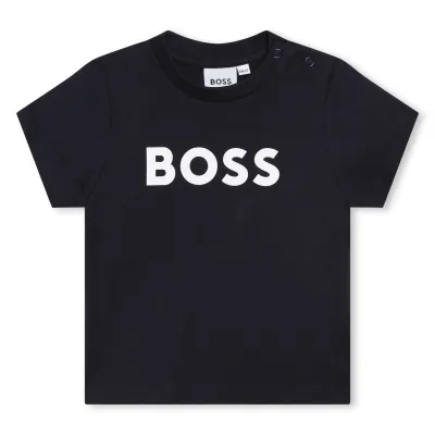 NAVY TSHIRT SHORT SLEEVE WHITE BOSS LOGO / J05P12-849-0