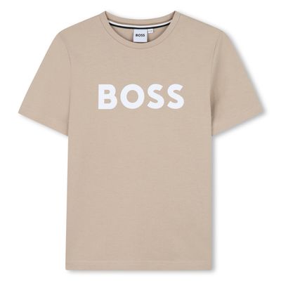 TAN TSHIRT SHORT SLEEVE WHITE BOSS LOGO / J52030-249-0