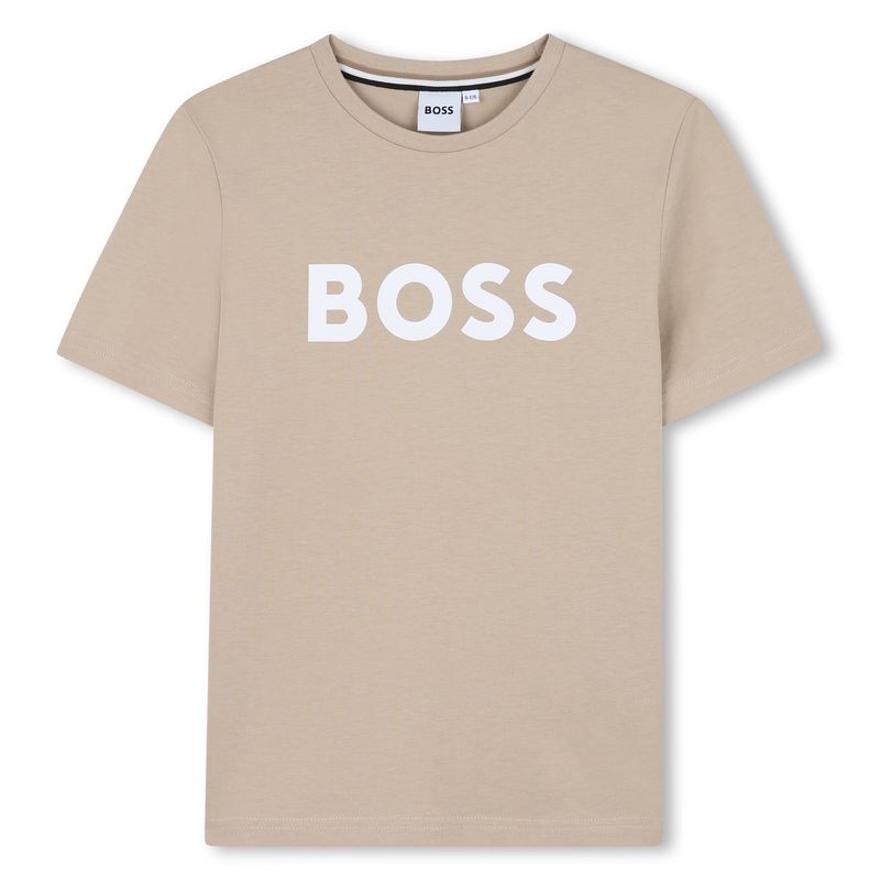 TAN TSHIRT SHORT SLEEVE WHITE BOSS LOGO / J52030-249-0