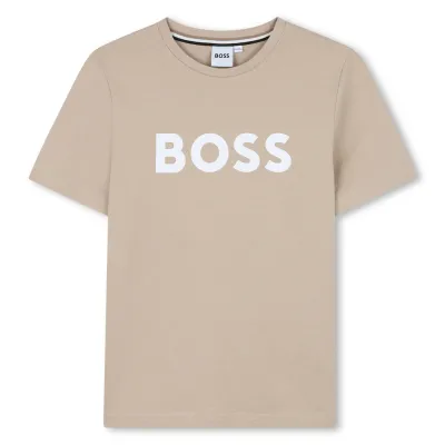 TAN TSHIRT SHORT SLEEVE WHITE BOSS LOGO / J52030-249-0