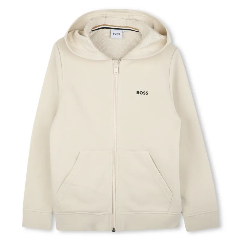 BEIGE HOODIE CARDIGAN ZIP CLOSURE / J51958-21C-0