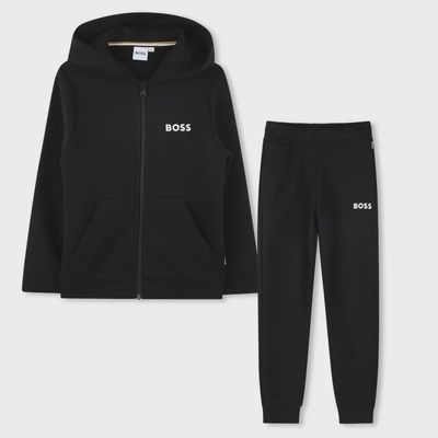 BLACK HOODED TRACKSUIT SET WHT LOGO / J51136-09A-0