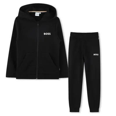 BLACK HOODED TRACKSUIT SET WHT LOGO / J51136-09A-0