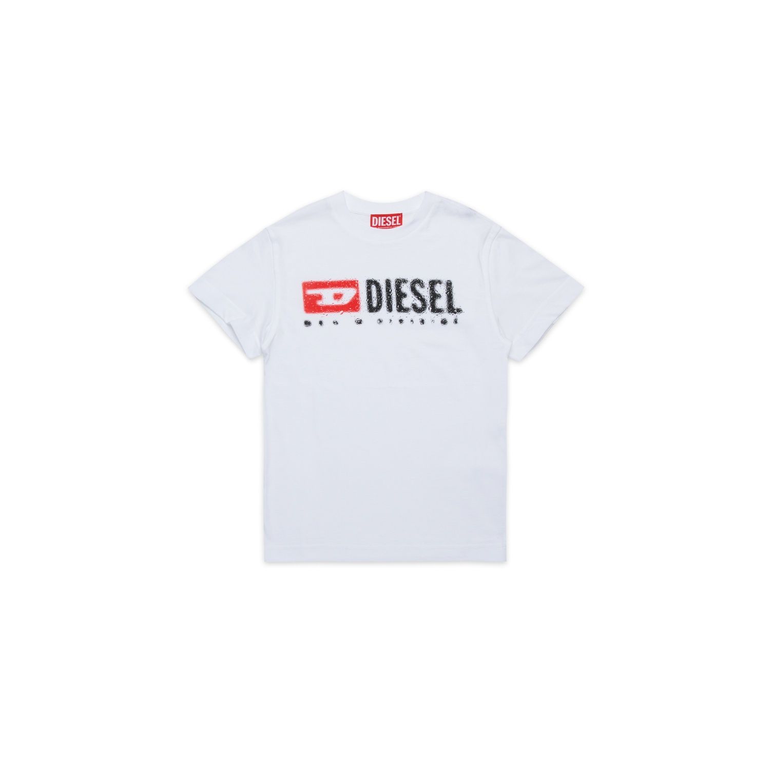 WHITE TSHIRT SHORT SLEEVE BLACK DIESEL LOGO TADJUSTK14 / J02475-00Y19-K100