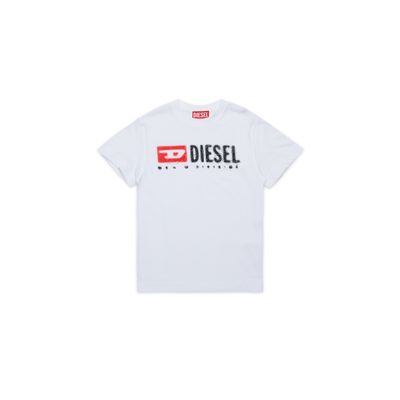 WHITE TSHIRT SHORT SLEEVE BLACK DIESEL LOGO TADJUSTK14 / J02475-00Y19-K100