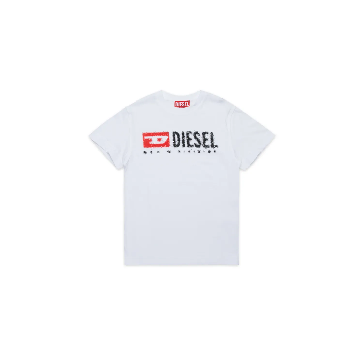 WHITE TSHIRT SHORT SLEEVE BLACK DIESEL LOGO TADJUSTK14 / J02475-00Y19-K100