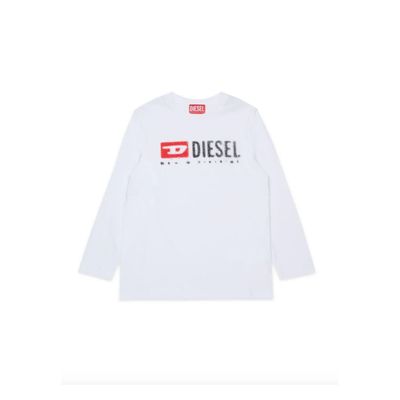 WHITE TSHIRT LONG SLEEVE BLACK LOGO TDROPS / J02474-00Y19-K100