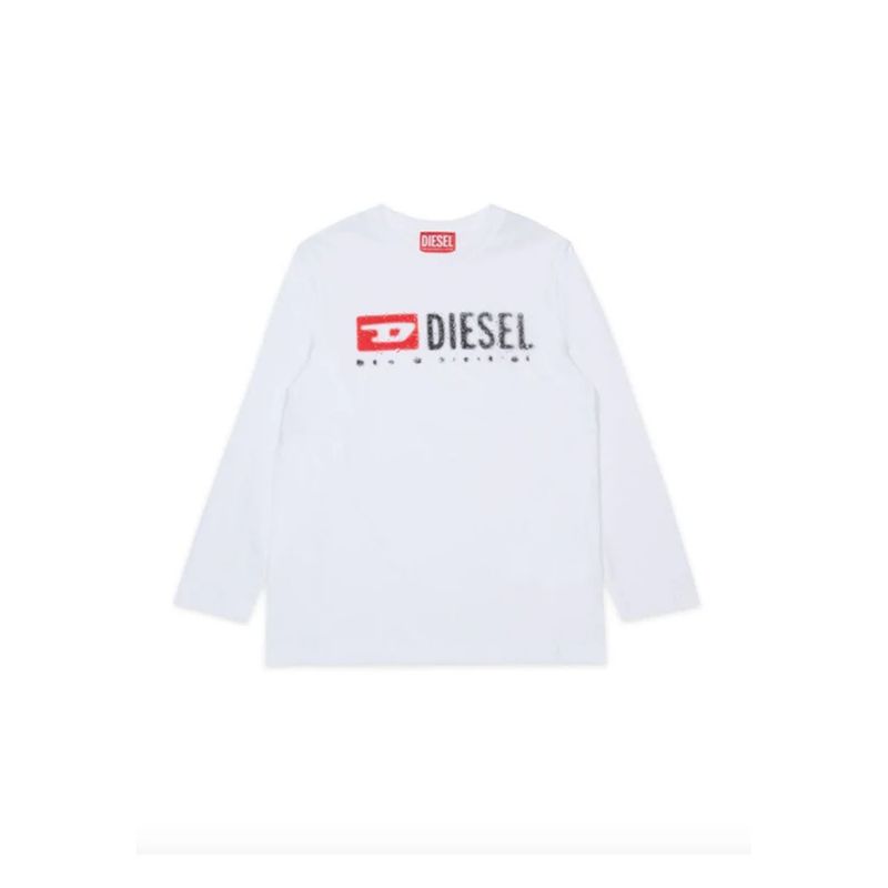 WHITE TSHIRT LONG SLEEVE BLACK LOGO TDROPS / J02474-00Y19-K100