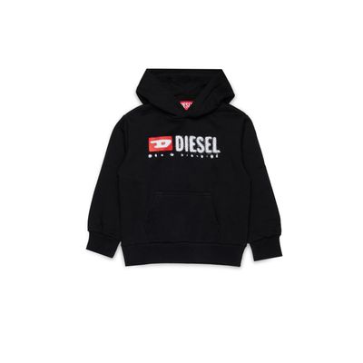 BLACK HOODED SWEATTOP WHITE LOGO FRONT POCKET SDROPSHOOD / J02485-KYAZ3-K900
