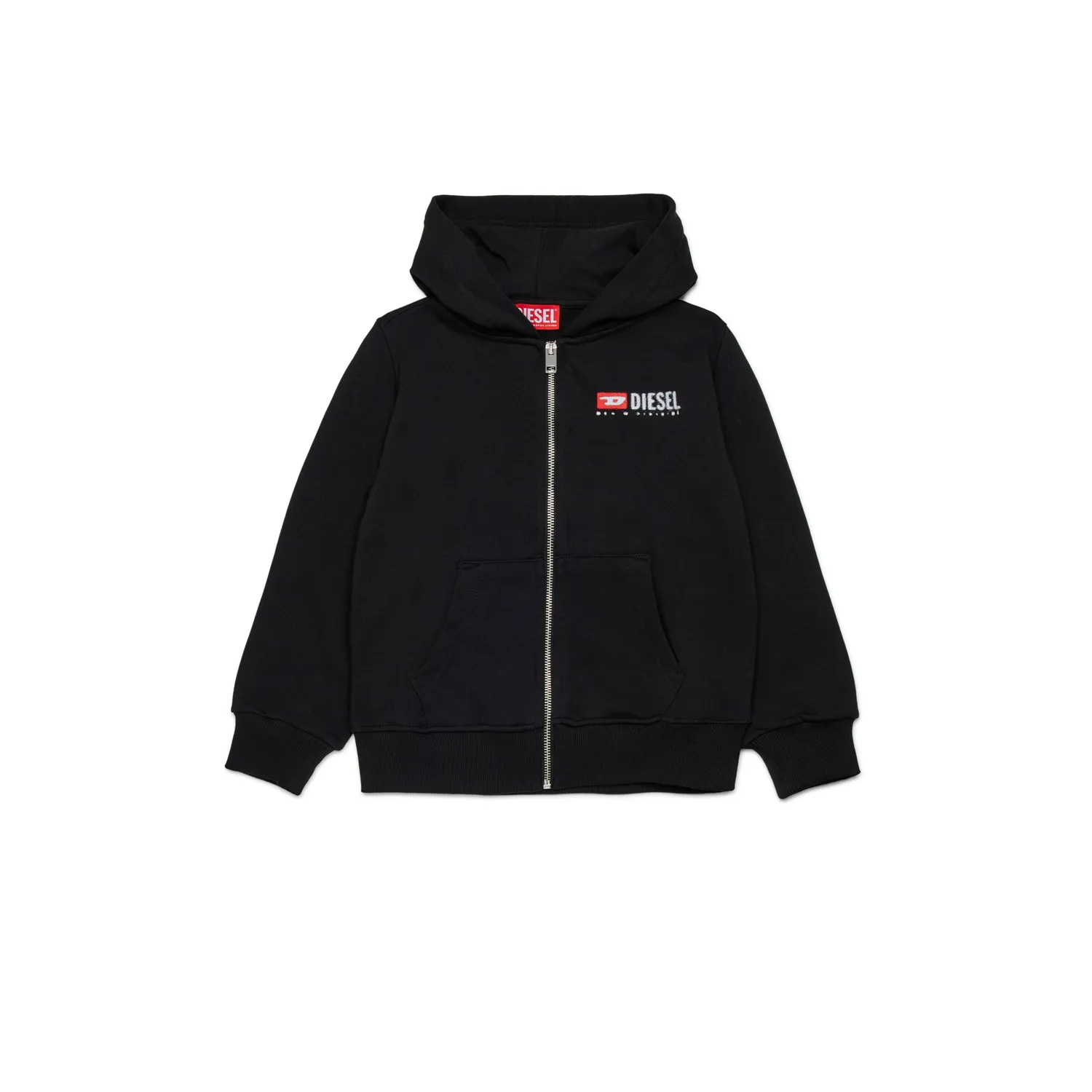 BLACK HOODED SWEAT CARDIGAN WHITE LOGO SDROPSHOODZ / J02484-KYAZ3-K900
