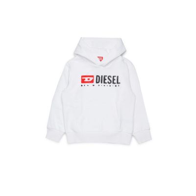 WHITE HOODED SWEAT TOP BLACK LOGO SDROPSHOOD / J02485-KYAZ3-K100