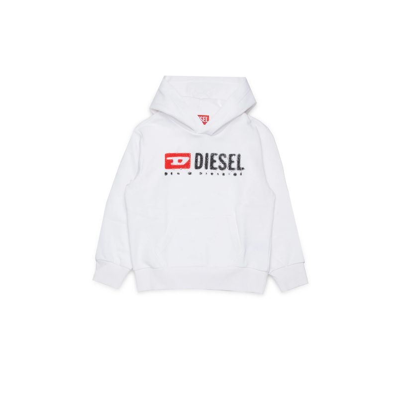 WHITE HOODED SWEAT TOP BLACK LOGO SDROPSHOOD / J02485-KYAZ3-K100