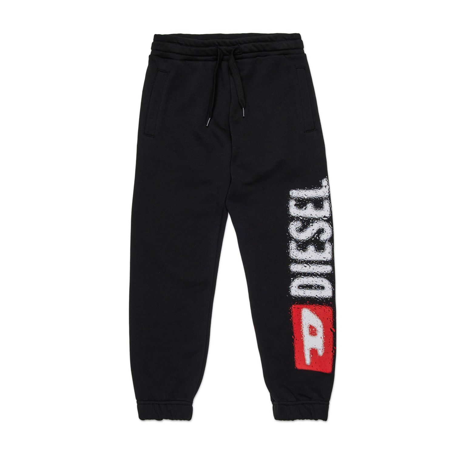 BLACK SWEAT PANT WHITE LOGO PANTLI ELASTIC CUFF / J02445-KYAZ3-K900