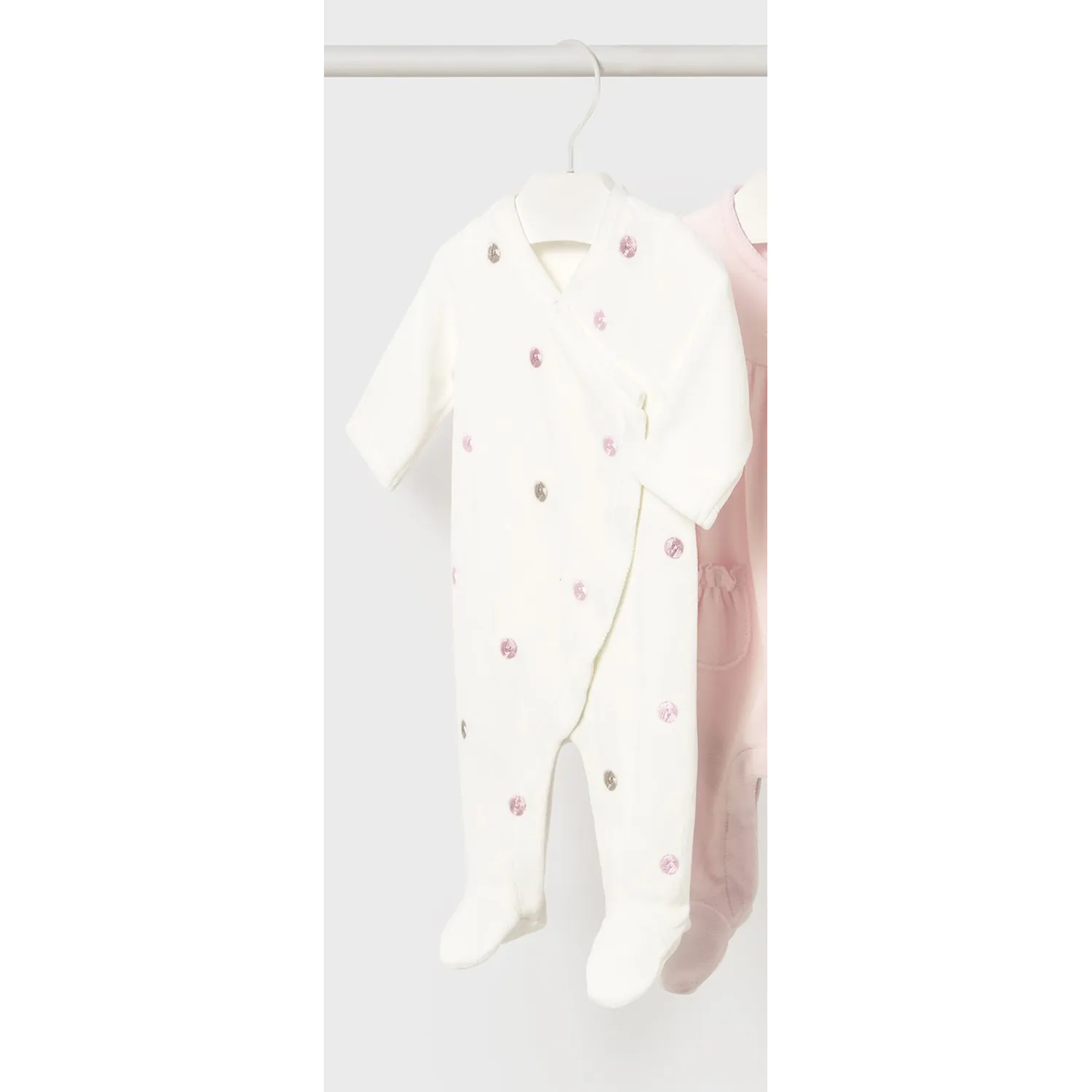 OFF WHITE SLEEPER PINK FLOWER EMBRODIERY FRONT CLOSURE / 2706-011