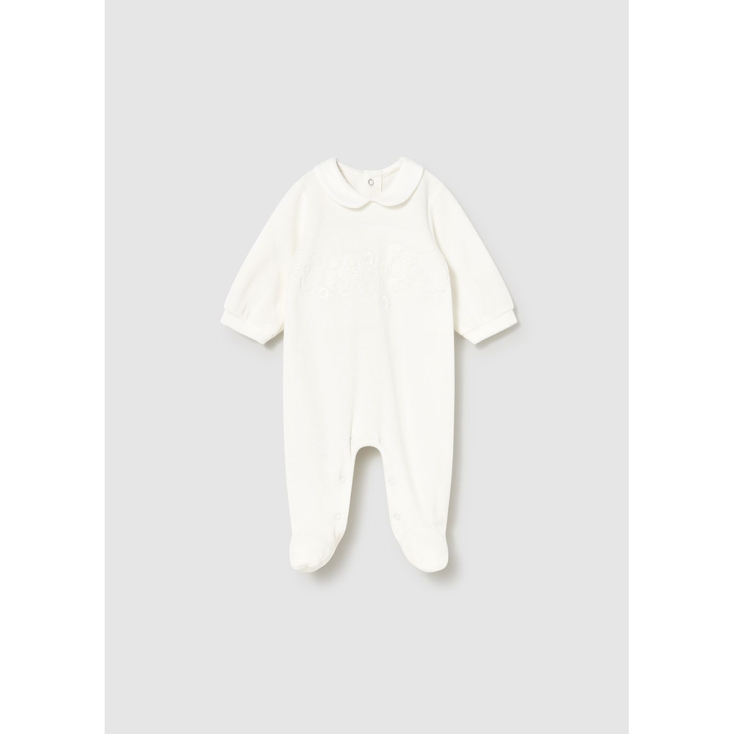 OFF WHITE VELOUR SLEEPER FLOWER EMBROIDERY / 2701-062