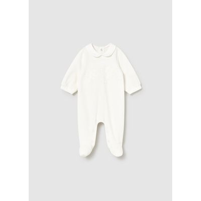 OFF WHITE VELOUR SLEEPER FLOWER EMBROIDERY / 2701-062
