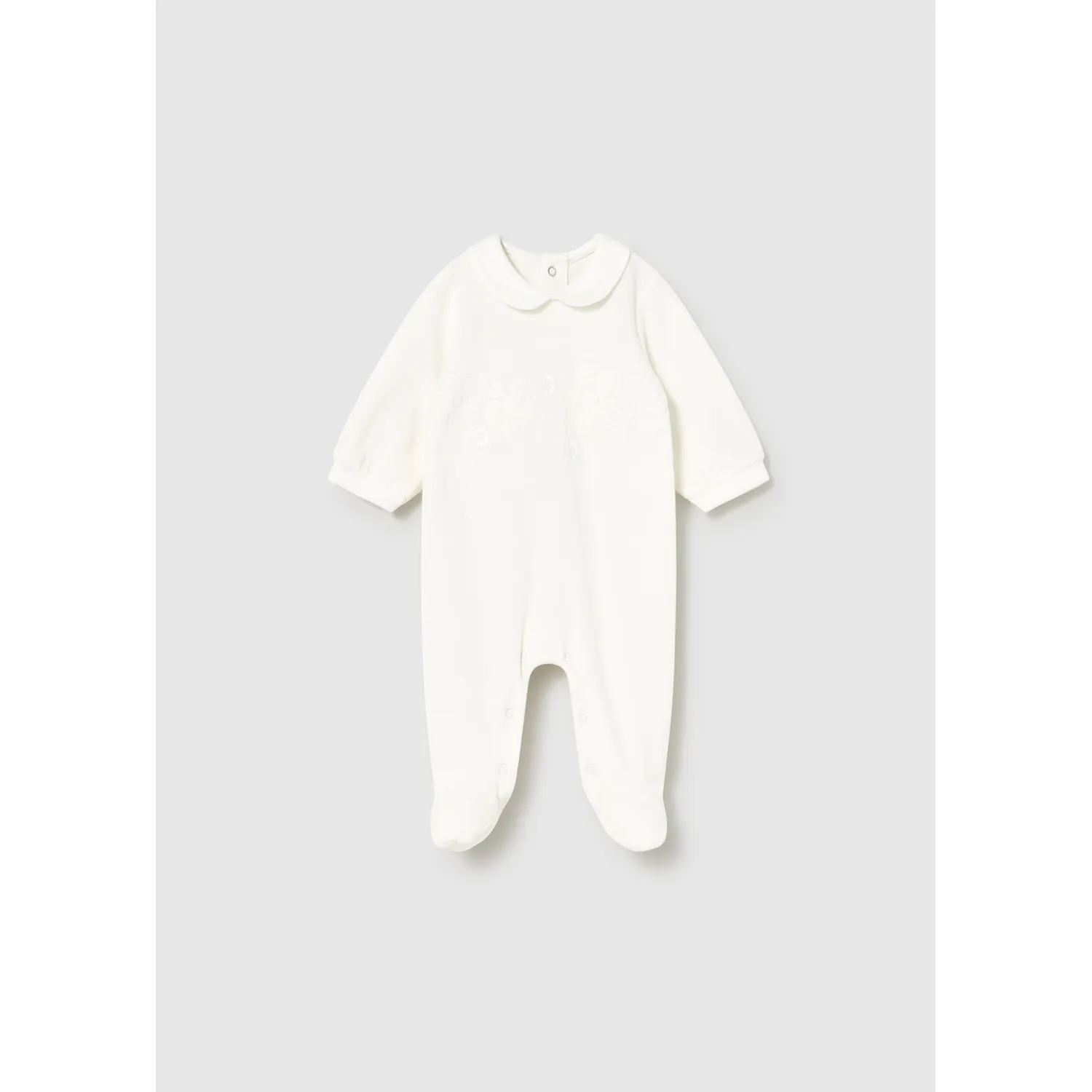 OFF WHITE VELOUR SLEEPER FLOWER EMBROIDERY / 2701-062