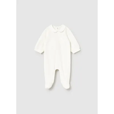 OFF WHITE VELOUR SLEEPER FLOWER EMBROIDERY / 2701-062