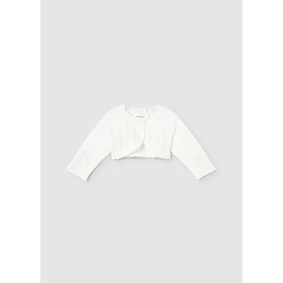 OFF WHITE KNIT BOLERO CARDIGAN CUTOUT PATTERN / 307-077
