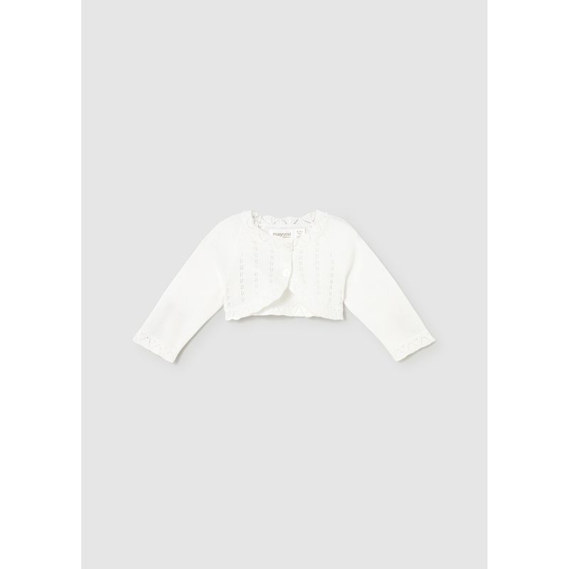 OFF WHITE KNIT BOLERO CARDIGAN CUTOUT PATTERN / 307-077