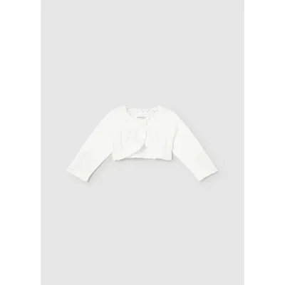 OFF WHITE KNIT BOLERO CARDIGAN CUTOUT PATTERN / 307-077