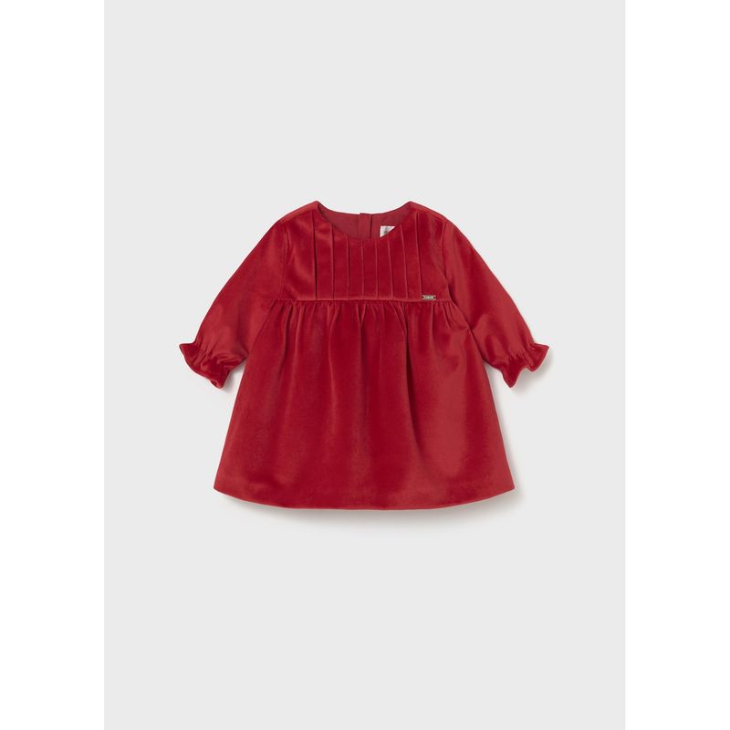 RED VELOUR DRES LONG SLEEVE / 2819-041