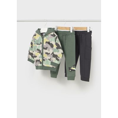 3PC GREEN & BLACK HOODED TRACKSUIT 2PANTS / 2836-024