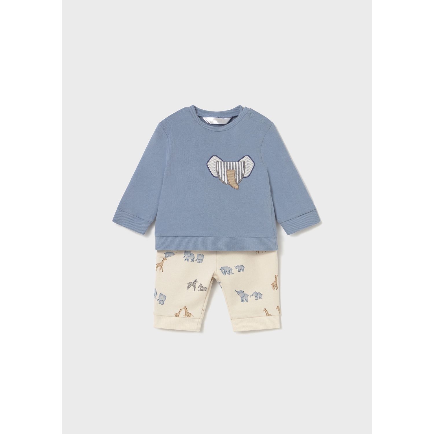 2PC BLUE & BEIGE TRACKSUIT BEIGE ANIMAL PRINT PANT / 2621-20