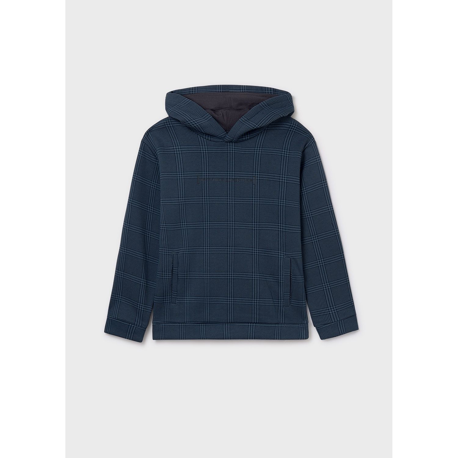 STEEL BLUE HOODED PRINTED PULLOVER POCKET / 7404-087