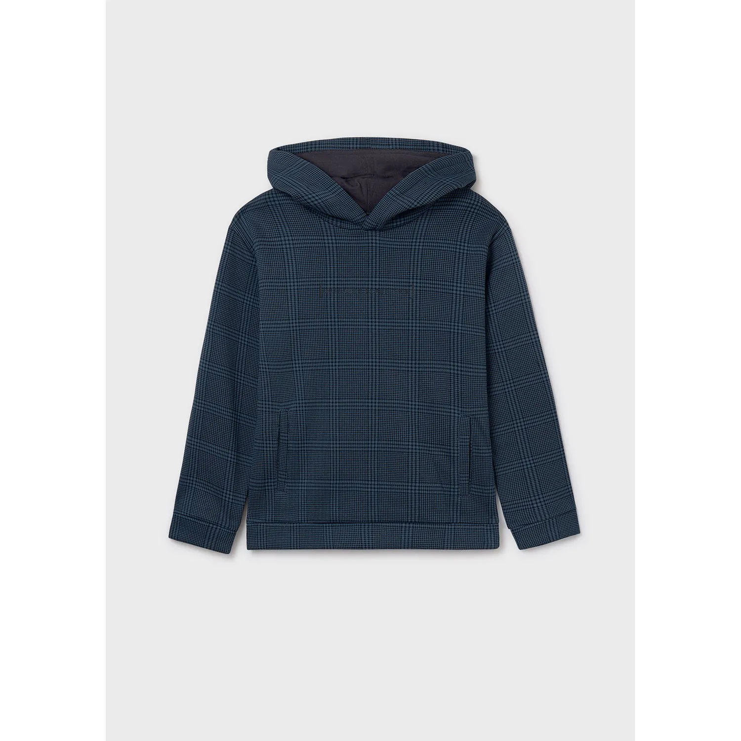 STEEL BLUE HOODED PRINTED PULLOVER POCKET / 7404-087