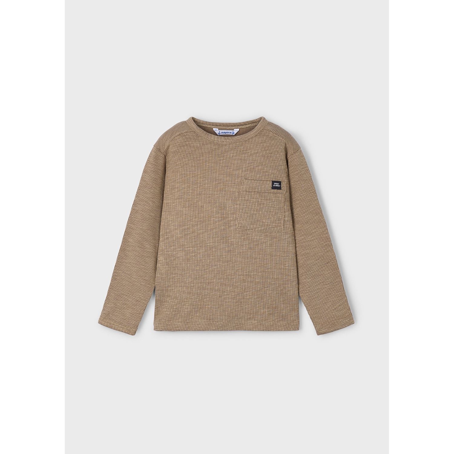 BROWN KNIT SWEATER WITH POCKET CREWNECK / 4082-095 BROWN KNIT SWEATER WITH POCKET CREWNECK / 4082-095
