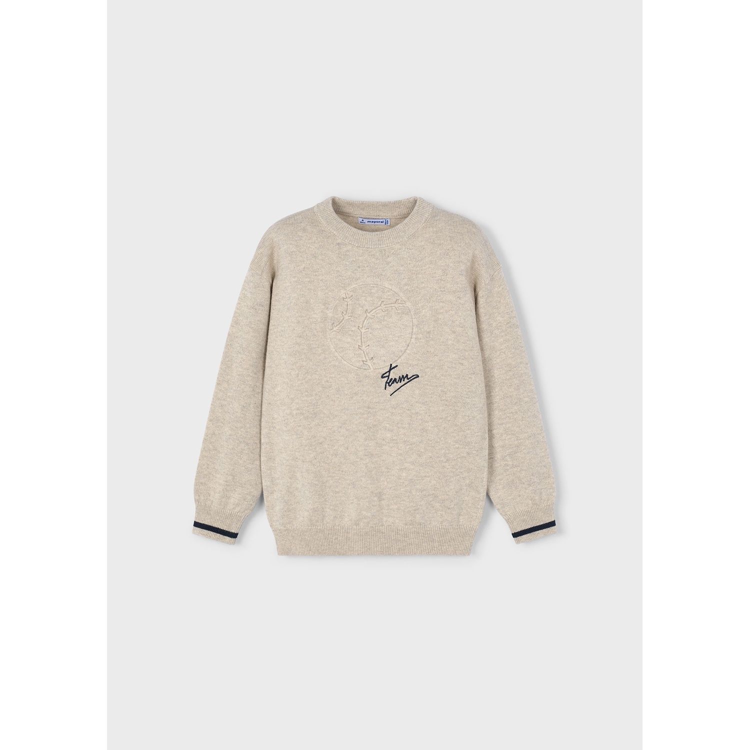 BEIGE KNIT SWEATER EMBOSSED PRINT / 4372-078