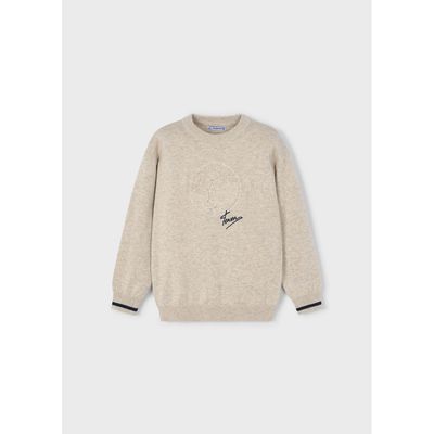 BEIGE KNIT SWEATER EMBOSSED PRINT / 4372-078