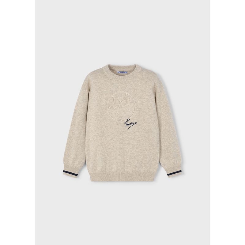 BEIGE KNIT SWEATER EMBOSSED PRINT / 4372-078
